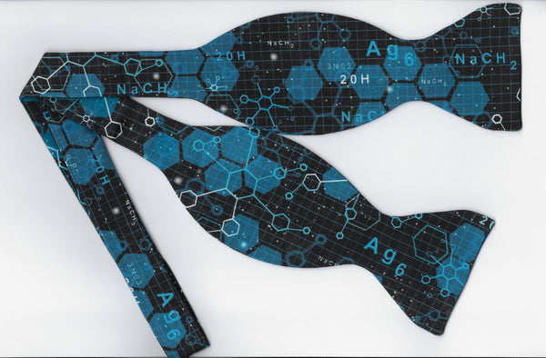 Chemistry Bow tie / Chemical Compounds on Dark Blue / Science Teacher / Self-tie & Pre-tied Bow tie