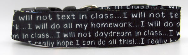 School Rules Dog Collar / Classroom Rules about Texting, Talking, Homework / Teacher Dog Collar / Matching Dog Bow tie