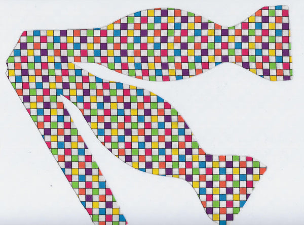 Celebration Bow tie / Mini Checks in Spring Colors / Self-tie & Pre-tied Bow tie