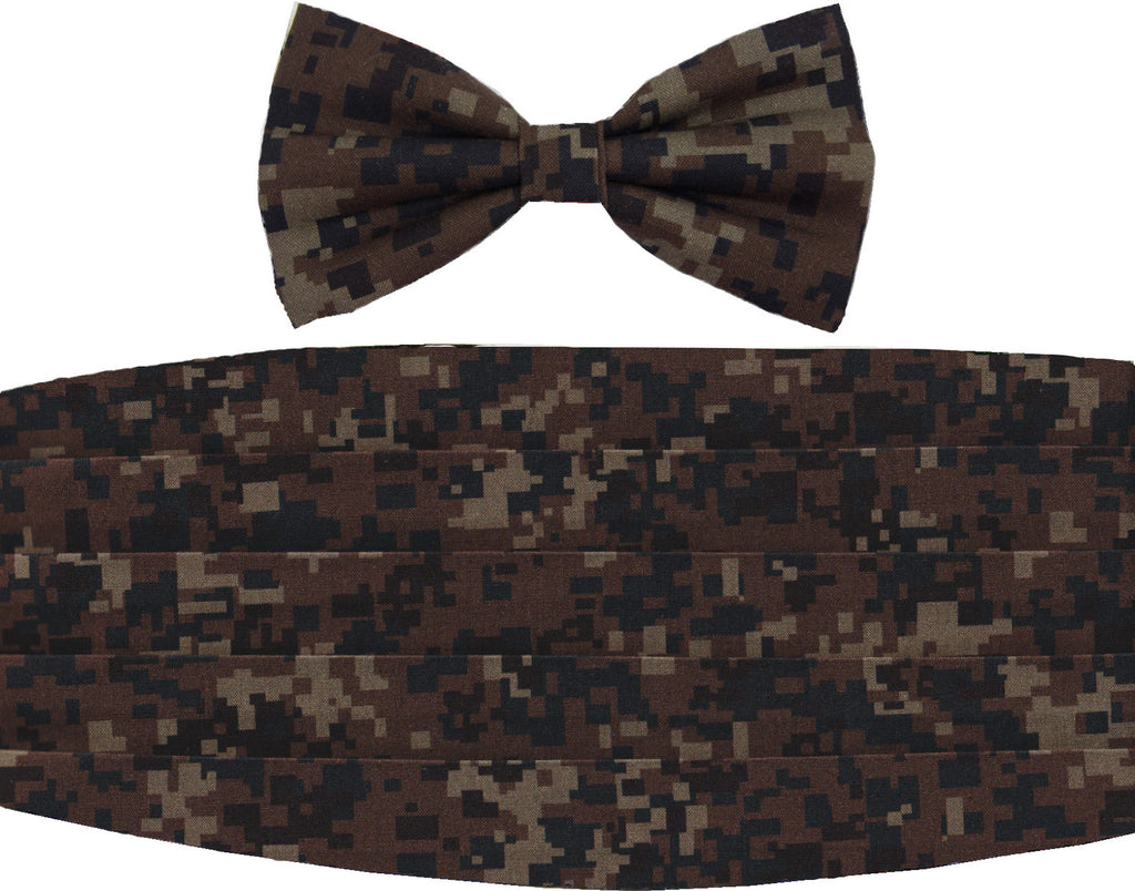 Digital Woodland Camo Bow Tie & Cummerbund Set / Deep Woods Camo / Self-tie or Pre-tied Bow tie