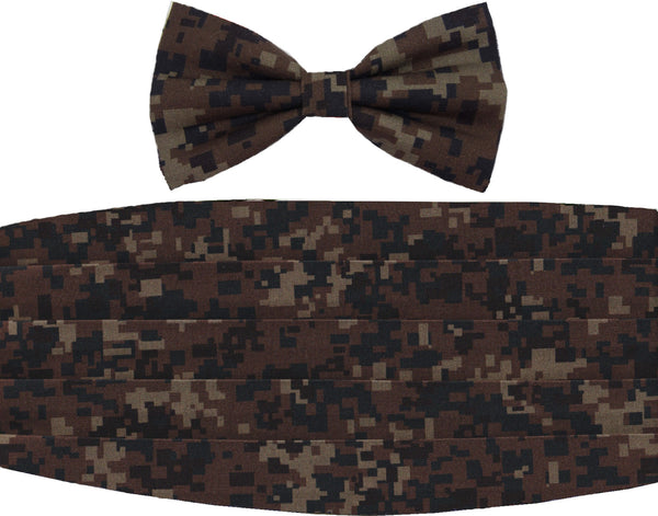 Digital Woodland Camo Bow Tie & Cummerbund Set / Deep Woods Camo / Self-tie or Pre-tied Bow tie