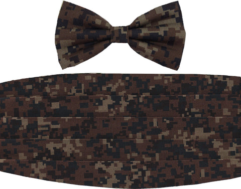 Digital Woodland Camo Bow Tie & Cummerbund Set / Deep Woods Camo / Self-tie or Pre-tied Bow tie