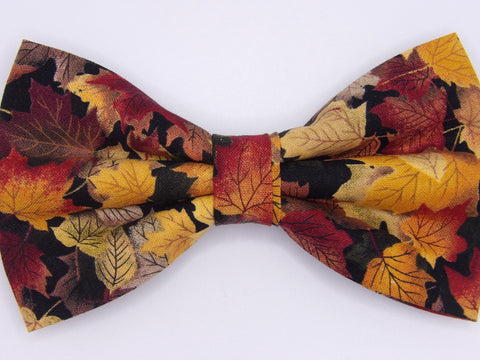 Fall Leaves Bow tie / Orange, Brown & Tan Autumn Leaves / Pre-tied Bow tie