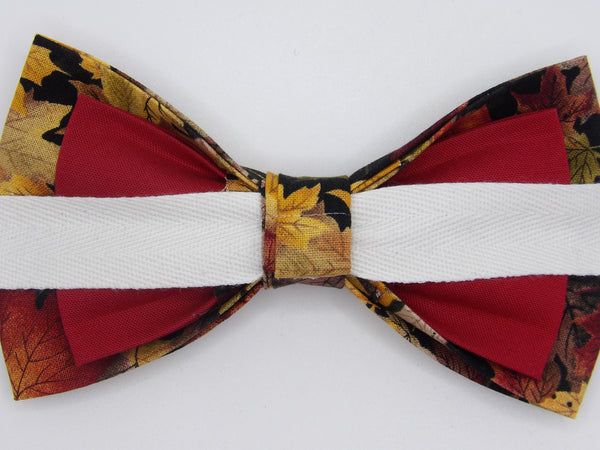 Fall Leaves Bow tie / Orange, Brown & Tan Autumn Leaves / Pre-tied Bow tie