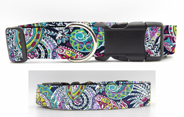 Feathers & Flowers Dog Collar / Colorful Trendy Design / Matching Dog Bow tie