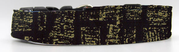 Gold & Black Dog Collar / Metallic Gold Splashes on Black / Matching Dog Bow tie
