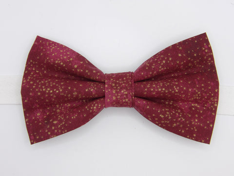 Gold Dust Bow tie / Metallic Gold Dust on Burgundy Red / Pre-tied Bow tie
