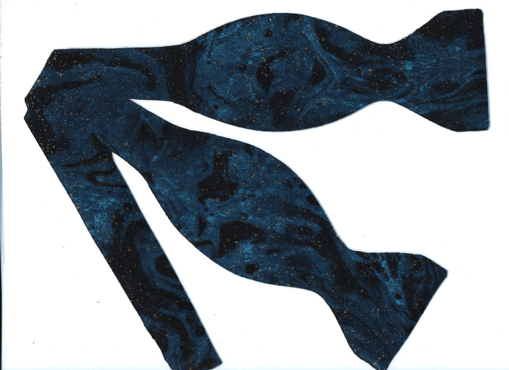 Galaxy Blue & Gold Bow tie / Metallic Gold Dust / Swirling Midnight Blue / Self-tie & Pre-tied Bow tie