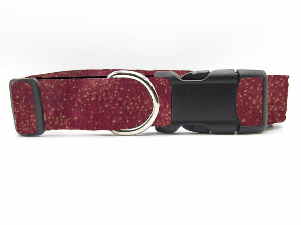 Gold Dust Dog Collar / Metallic Gold Dust on Burgundy Red / Red & Gold Dog Collar / Matching Dog Bow tie