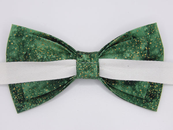 Gold Dust Bow tie / Metallic Gold Dust on Emerald Green / Green & Gold Bow tie / Self-tie & Pre-tied Bow tie