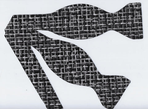 Black & Silver Bow tie / Trendy Crosshatch Design / Metallic Silver / Self-tie & Pre-tied Bow tie