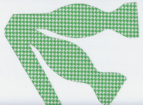 Houndstooth Bow tie / Bright Green & White Houndstooth / Self-tie & Pre-tied Bow tie - Bow Tie Expressions