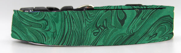 Green Marble Dog Collar / Shades of Green in a Marble Design / Matching Dog Bow tie