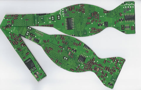 Computer Bow tie / Green Computer Circuit Board with Resistors / Self-tie & Pre-tied Bow tie