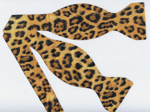 Leopard Print Bow tie / Black & Brown Leopard Spots on Gold / Self-tie & Pre-tied Bow tie - Bow Tie Expressions
