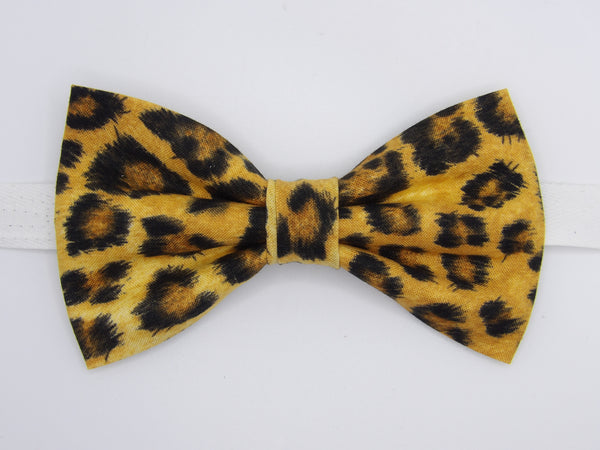 Leopard Print Bow tie / Dark Spots on Gold / Pre-tied Bow tie