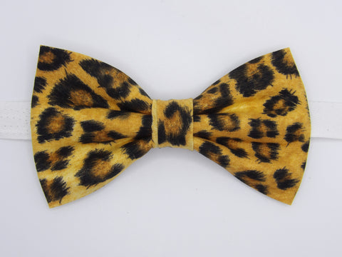 Leopard Print Bow tie / Dark Spots on Gold / Pre-tied Bow tie