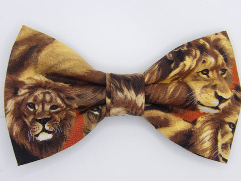 Aftrican Lions Bow tie / King of the Jungle on Burnt Orange / Pre-tied Bow tie