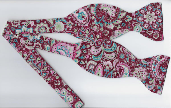 Red & Silver Paisley / Burgundy Red & Pink / Metallic Silver / Self-tie & Pre-tied Bow tie