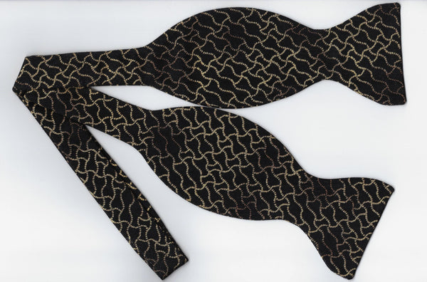 Gold & Black Bow tie / Trendy Metallic Gold Net Design / Self-tie & Pre-tied Bow tie
