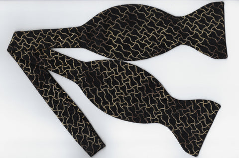 Gold & Black Bow tie / Trendy Metallic Gold Net Design / Self-tie & Pre-tied Bow tie