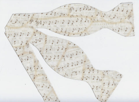 Music Bow Tie / Brown Musical Notes on Parchment / Recitals / Self-tie & Pre-tied Bow tie
