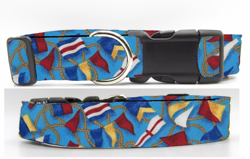 Nautical Dog Collar / Colorful Signal Flags / Boating Dog Collar / Matching Dog Bow tie