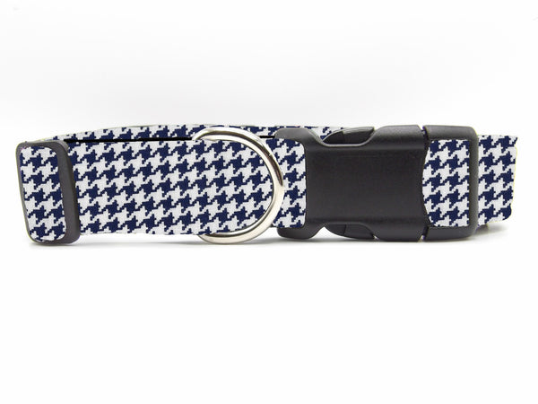 Houndstooth Dog Collar / Navy Blue & White Houndstooth / Matching Dog Bow tie