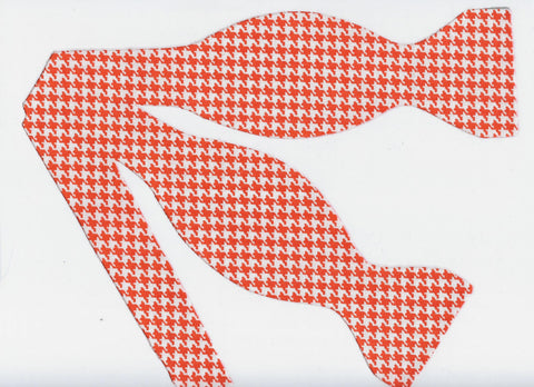 Houndstooth Bow tie / Orange & White Houndstooth / Self-tie & Pre-tied Bow tie