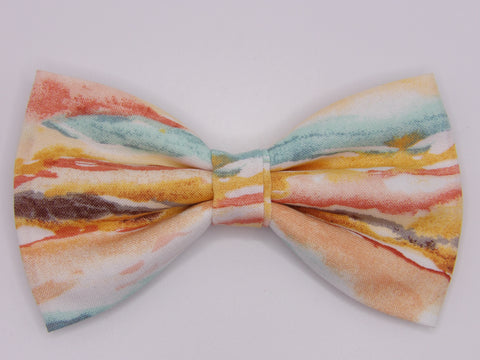 Painted Canyon Bow tie / Abstract Art / Trendy Peach & Teal / Wavy Watercolors / Pre-tied Bow tie