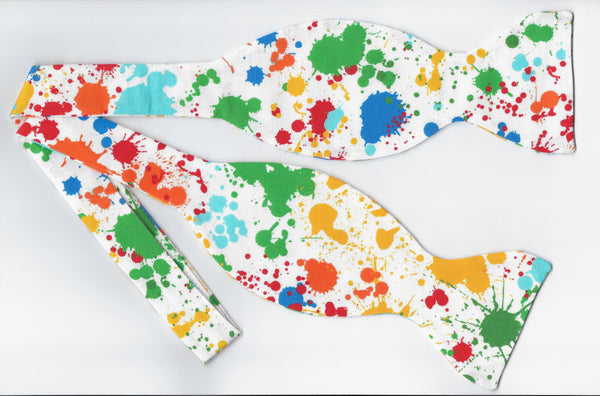 Paint Splatter Bow tie / Colorful Paint Splatter on White / Paintball / Self-tie & Pre-tied Bow tie