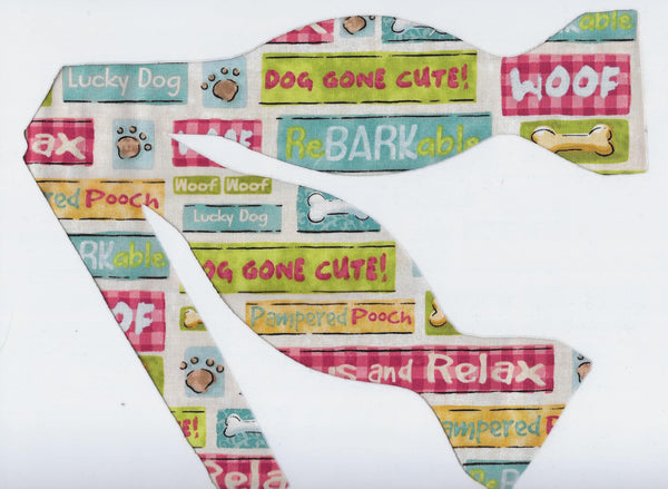 Pampered Pooch Bow tie / Pet Phrases / Pet Groomer / Veterinarian / Self-tie & Pre-tied Bow tie