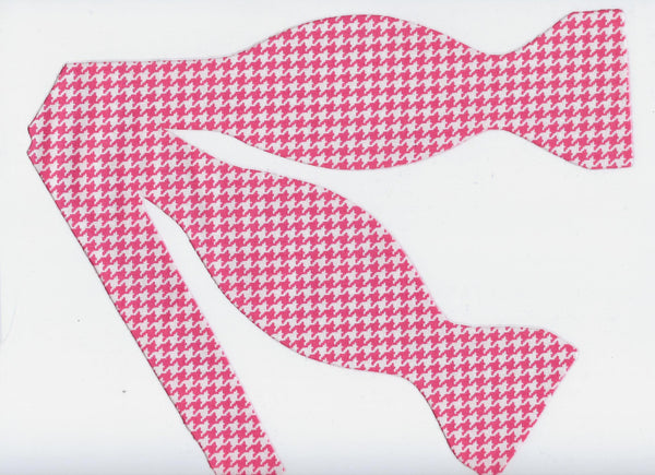 Houndstooth Bow tie / Bright Pink & White Houndstooth / Self-tie & Pre-tied Bow tie - Bow Tie Expressions