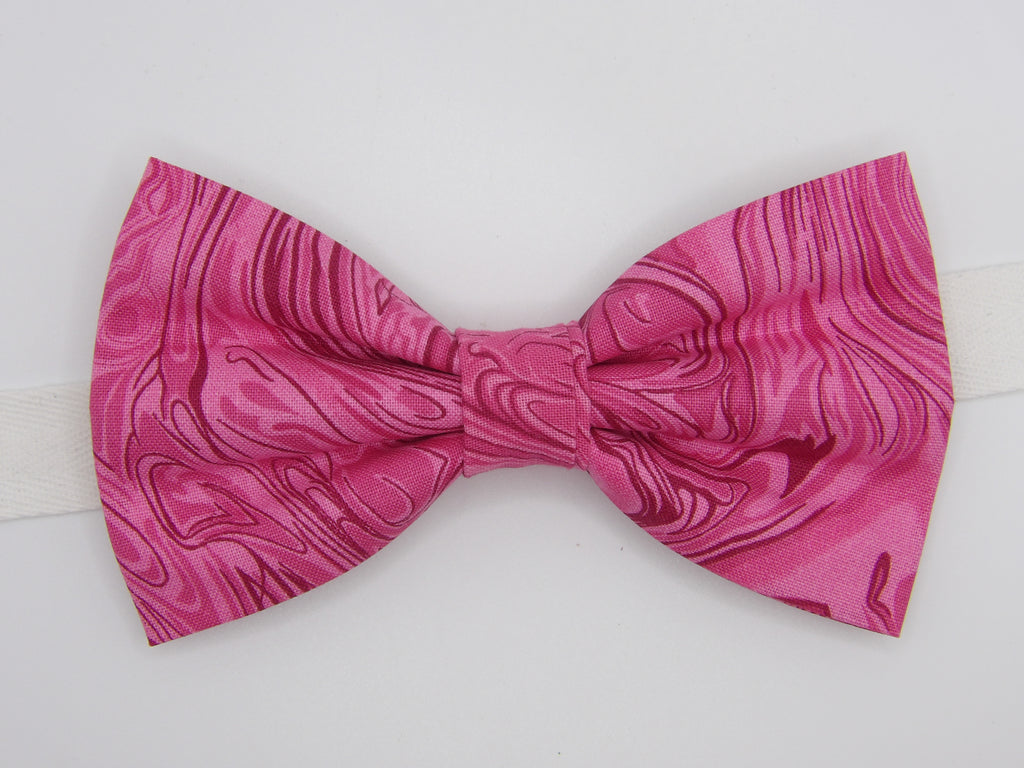 Pink Bow tie / Abstract Marble Design / Pre-tied Bow tie