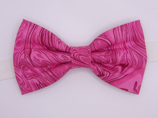 Pink Bow tie / Abstract Marble Design / Pre-tied Bow tie