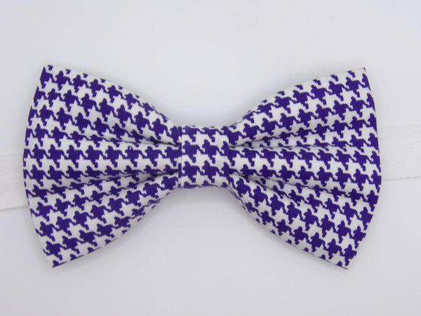 Houndstooth Bow tie / Purple & White / Pre-tied Bow tie