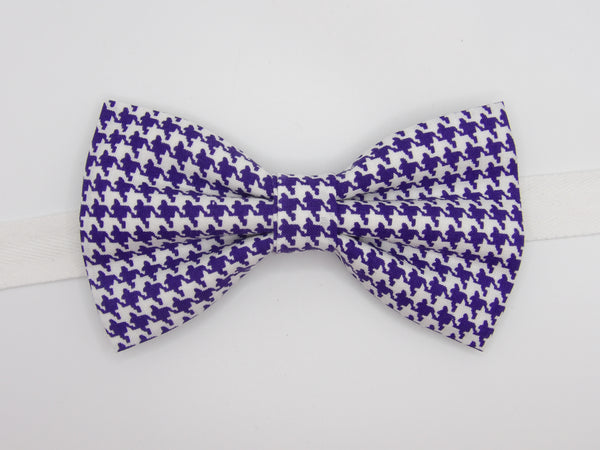Houndstooth Bow tie / Purple & White / Pre-tied Bow tie