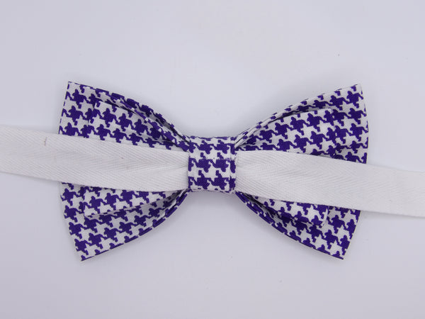 Houndstooth Bow tie / Purple & White / Pre-tied Bow tie