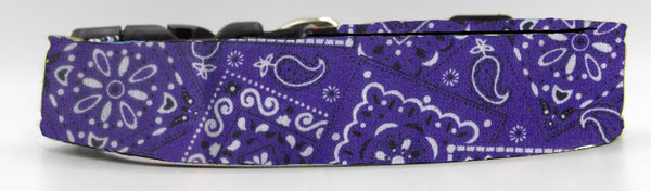 Western Bandana Dog Collar / Purple Bandana / Rodeo / Cowboy / Matching Dog Bow tie