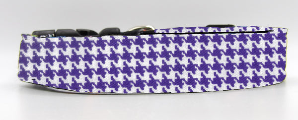 Houndstooth Dog Collar / Purple & White Houndstooth / Matching Dog Bow tie