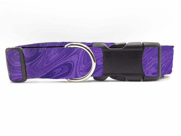 Purple Marble Dog Collar / Shades of Purple in a Marble Design / Matching Dog Bow tie