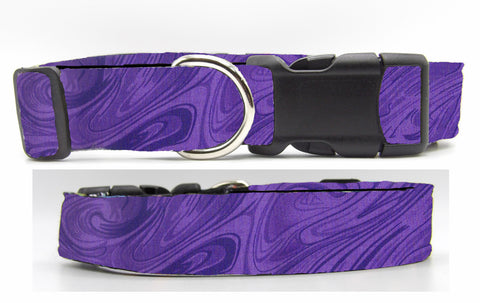 Purple Marble Dog Collar / Shades of Purple in a Marble Design / Matching Dog Bow tie