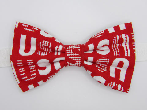 Patriotic Bow tie / Red & White USA / 4th of July / Pre-tied Bow tie