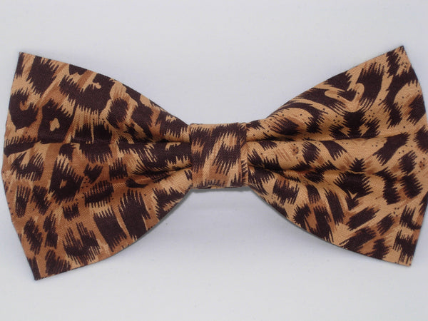 Leopard Print Dog Collar / Small Leopard Spots / Brown & Tan / Exotic Dog Collar / Matching Dog Bow tie