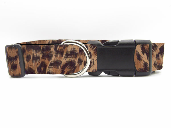 Leopard Print Dog Collar / Small Leopard Spots / Brown & Tan / Exotic Dog Collar / Matching Dog Bow tie