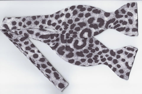 Snow Leopard Print Bow tie / Charcoal Black Spots on White / Self-tie & Pre-tied Bow tie
