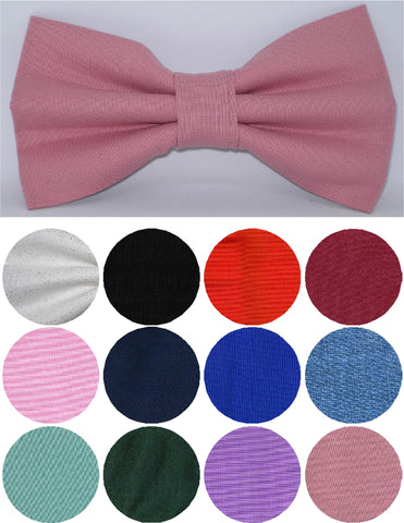 Solid Color Bow tie / 12 Colors / Black, Red, Blue, Green, Rose, Lavender, Pink, Denim Blue / Pre-tied Bow tie