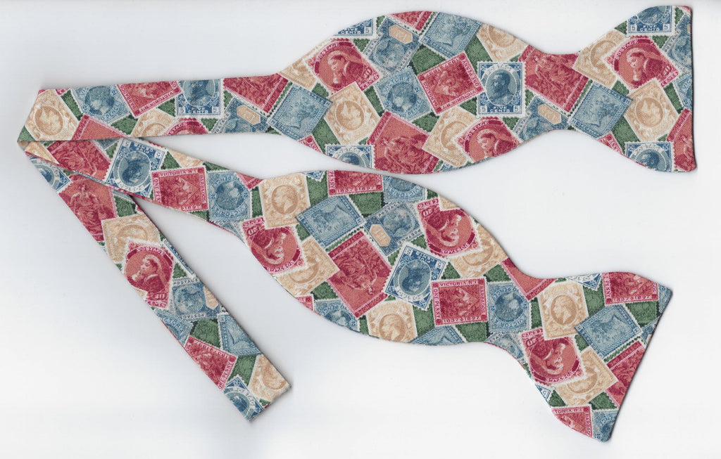 Stamp Collector Bow Tie / Vintage Postage Stamps / Self-tie & Pre-tied Bow tie - Bow Tie Expressions