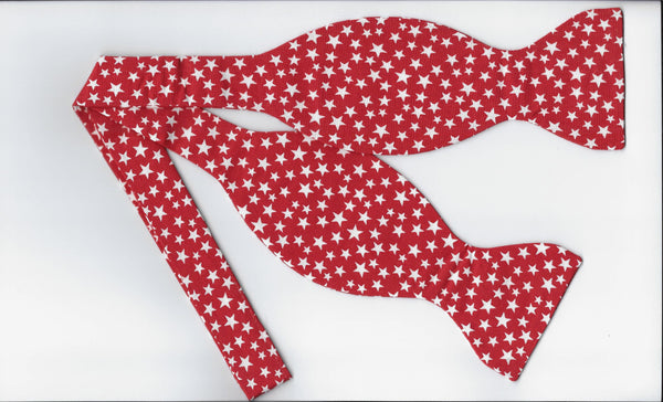 Super Star Bow tie / White Stars on Red / Self-tie & Pre-tied Bow tie