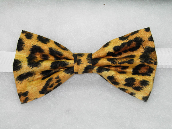 Leopard Print Bow tie / Black & Brown Leopard Spots on Gold / Self-tie & Pre-tied Bow tie - Bow Tie Expressions